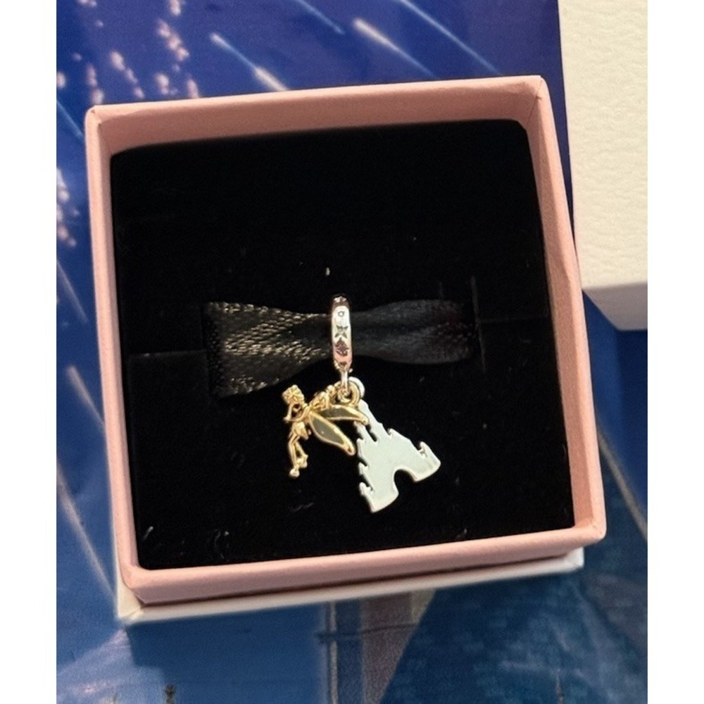 2026 Disney Parks Tinker Bell Castle  Pandora Charm Gold Double Dangle Faith